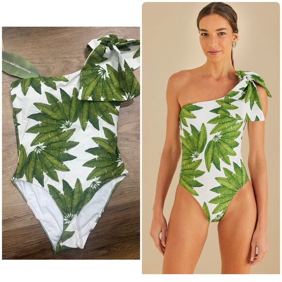 Farm Rio Off-White Palm Fan One Piece Swimsuit - Picture 1 of 9